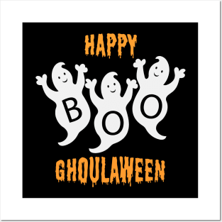 Happy Ghoulaween Cool Ghost Trio Posters and Art